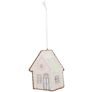 Clayre & Eef Zawieszka Dom 9x1x10 cm Różowa