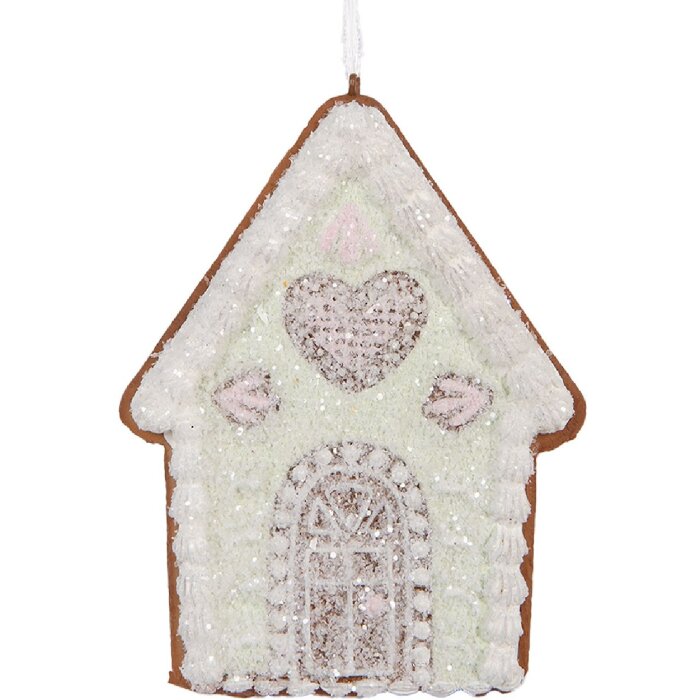 Clayre & Eef 6PR5336 Dekoracja Zawieszka Dom 8x1x10 cm Zielono-Biała