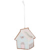 Clayre & Eef 6PR5338 Zawieszka Domek Świąteczny 9x1x10 cm Niebiesko-biały