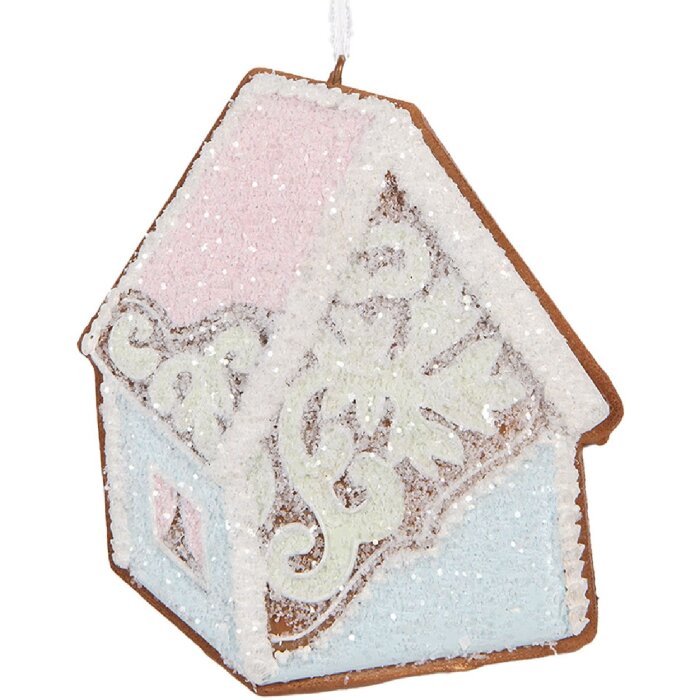 Clayre & Eef 6PR5341 Zawieszka Domek Niebiesko-Różowy 9x1x10 cm