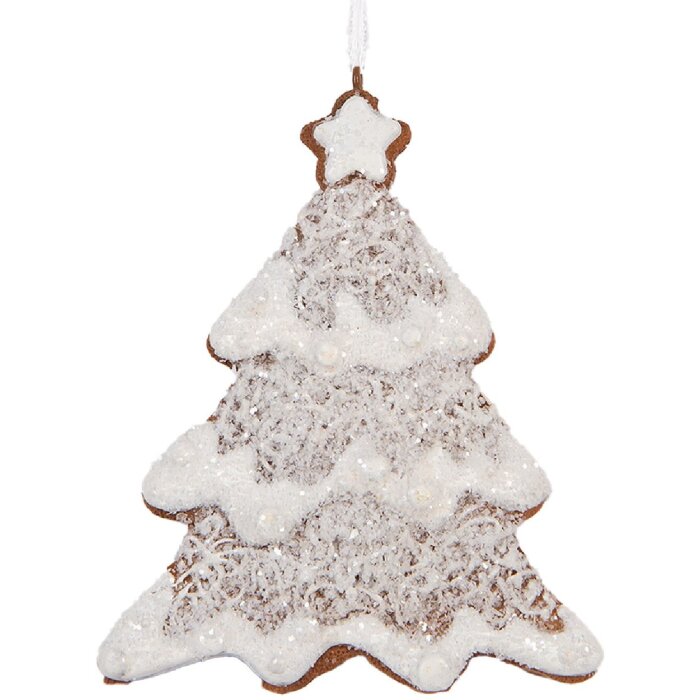 Clayre & Eef 6PR5343 Dekoracja Wisząca na Choinkę 9x1x10 cm Biało-Brązowa