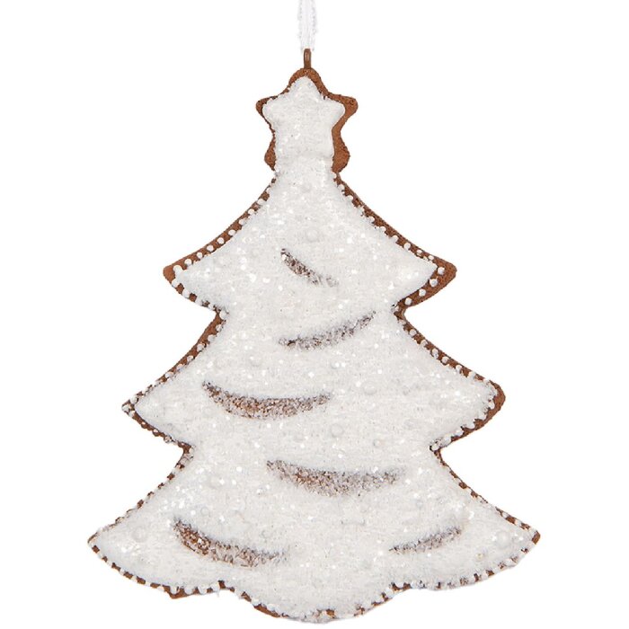 Clayre & Eef Zawieszka Choinkowa 9x1x10 cm Biało-Brązowa