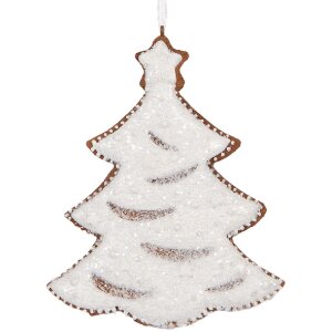 Clayre & Eef Zawieszka Choinkowa 9x1x10 cm Biało-Brązowa