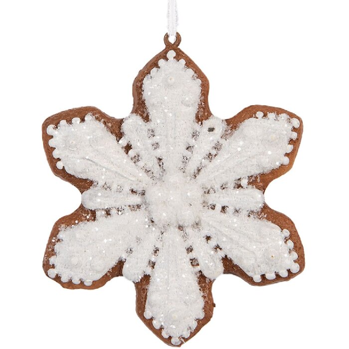 Clayre & Eef 6PR5353 Dekoracja Wisząca Śnieżynka 9x1x10 cm Biała