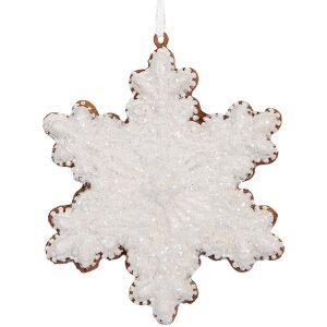 Clayre & Eef Śnieżynka Wisząca 9x1x10 cm Biało-Brązowa