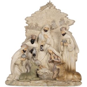 Clayre & Eef Kompozycja Świąteczna 24x8x27 cm Beżowo-Biała