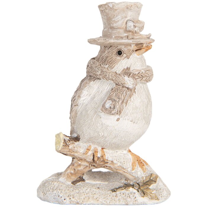 Clayre & Eef Ptak Dekoracyjny Beżowo-Biały 5x3x8 cm