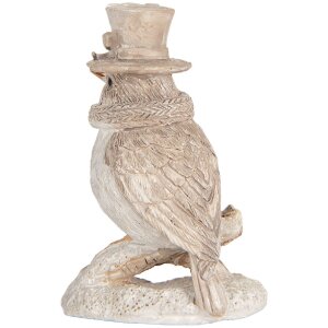 Clayre & Eef Ptak Dekoracyjny Beżowo-Biały 5x3x8 cm