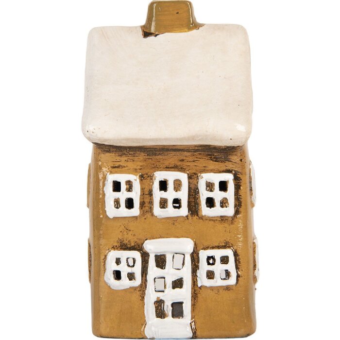 Clayre & Eef 6CE2183 Dekoracja Domek Świąteczny 8x7x15 cm Brązowo-Beżowy