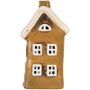 Clayre & Eef 6CE2183 Dekoracja Domek Świąteczny 8x7x15 cm Brązowo-Beżowy