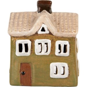 Clayre & Eef Domek Dekoracyjny 11x7x13 cm Zielono-Beżowy