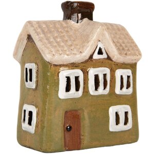 Clayre & Eef Domek Dekoracyjny 11x7x13 cm Zielono-Beżowy