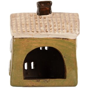 Clayre & Eef Domek Dekoracyjny 11x7x13 cm Zielono-Beżowy