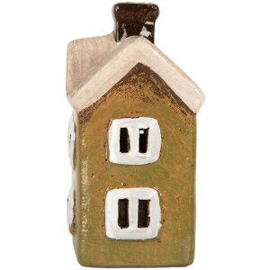 Clayre & Eef Domek Dekoracyjny 11x7x13 cm Zielono-Beżowy