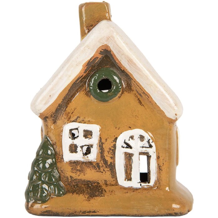 Clayre & Eef Dekoracja Domek 9x7x11 cm Brązowo-Beżowy