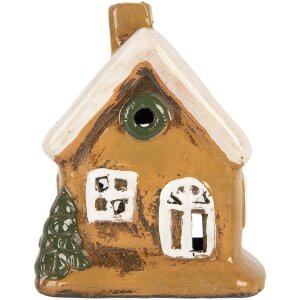 Clayre & Eef Dekoracja Domek 9x7x11 cm Brązowo-Beżowy