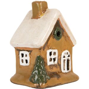 Clayre & Eef Dekoracja Domek 9x7x11 cm Brązowo-Beżowy