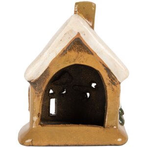 Clayre & Eef Dekoracja Domek 9x7x11 cm Brązowo-Beżowy
