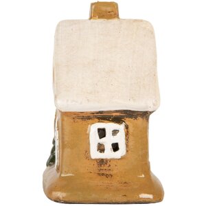 Clayre & Eef Dekoracja Domek 9x7x11 cm Brązowo-Beżowy