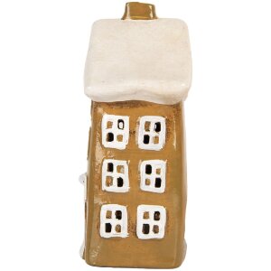 Clayre & Eef 6CE2194 Domek Dekoracyjny 12x8x19 cm Brązowo-Beżowy