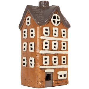 Clayre & Eef Domek Dekoracyjny 12x10x23 cm Pomarańczowo-Szary