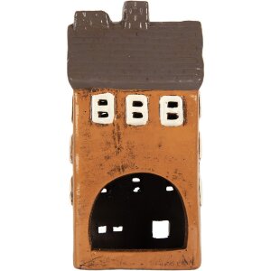 Clayre & Eef Domek Dekoracyjny 12x10x23 cm Pomarańczowo-Szary