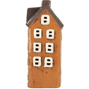 Clayre & Eef Domek Dekoracyjny 12x10x23 cm Pomarańczowo-Szary