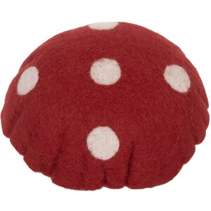 Clayre & Eef 66304 grzyb dekoracyjny z filcu czerwono brązowy 12x12x15 cm