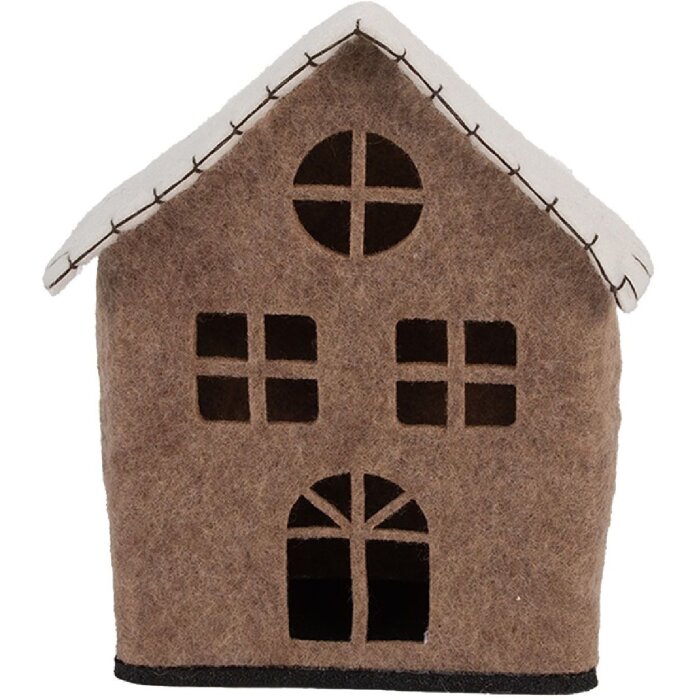 Clayre & Eef Filcowy Domek 17x9x19 cm Brązowo-Biały