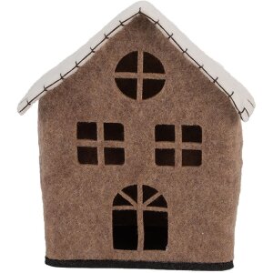 Clayre & Eef Filcowy Domek 17x9x19 cm Brązowo-Biały