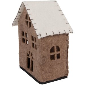 Clayre & Eef Filcowy Domek 17x9x19 cm Brązowo-Biały
