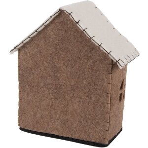 Clayre & Eef Filcowy Domek 17x9x19 cm Brązowo-Biały