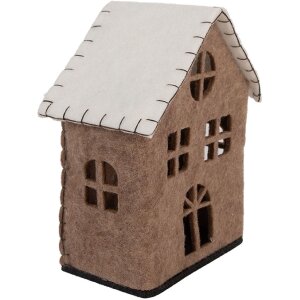 Clayre & Eef Filcowy Domek 17x9x19 cm Brązowo-Biały