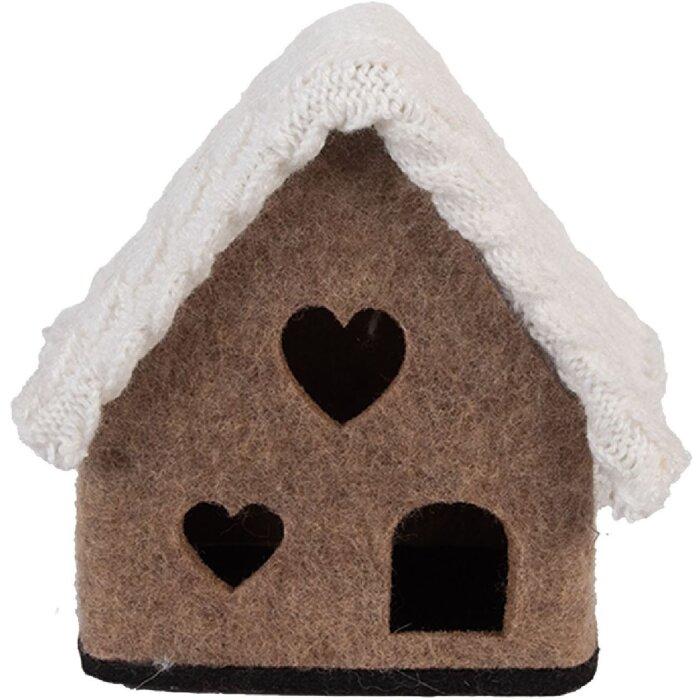 Clayre & Eef Domek Filcowy 13x10x13 cm Brązowo-Biały