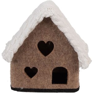 Clayre & Eef Domek Filcowy 13x10x13 cm Brązowo-Biały