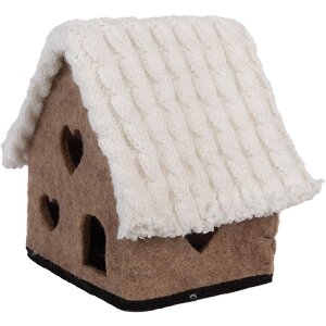 Clayre & Eef Domek Filcowy 13x10x13 cm Brązowo-Biały