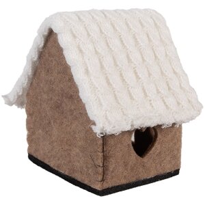 Clayre & Eef Domek Filcowy 13x10x13 cm Brązowo-Biały