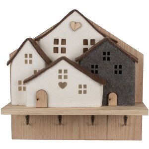 Clayre & Eef 66307 Wieszak z domkami z filcu 40x13x40 cm