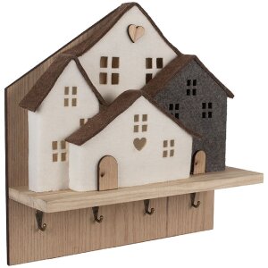Clayre & Eef 66307 Wieszak z domkami z filcu 40x13x40 cm