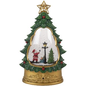 Clayre & Eef 66407 Dekoracja Świąteczna Choinka ze Świętym Mikołajem 17 cm
