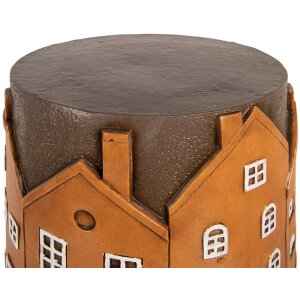 Clayre & Eef Stolik na rośliny Ø 39 cm Pomarańczowo-szary