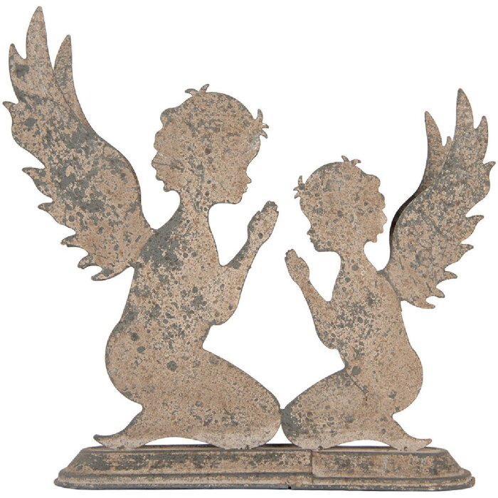 Clayre & Eef Anioł Dekoracja 33x8x32 cm Szaro-Beżowy