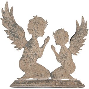 Clayre & Eef Anioł Dekoracja 33x8x32 cm Szaro-Beżowy