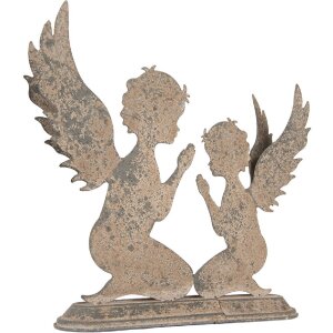 Clayre & Eef Anioł Dekoracja 33x8x32 cm Szaro-Beżowy