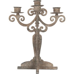 Clayre & Eef 6Y5819 Świecznik żelazny 21x21x26 cm szaro-beżowy