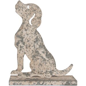 Clayre & Eef Dekoracja Pies 20x8x24 cm Szaro-Beżowy