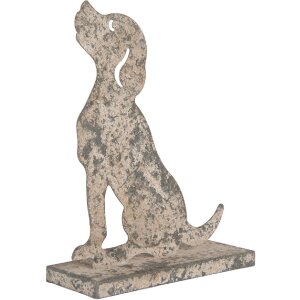Clayre & Eef Dekoracja Pies 20x8x24 cm Szaro-Beżowy