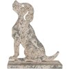 Dekoracja w kształcie psa Clayre & Eef 6Y5830, szaro-beżowa, 16x8x19 cm