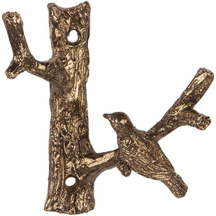 Clayre & Eef 6Y5885 Haczyk Ścienny Złoty 9x4x9 cm