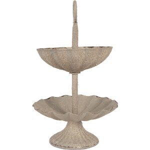 Clayre & Eef Etagiera 2-poziomowa 15x24 cm Szaro-Beżowa